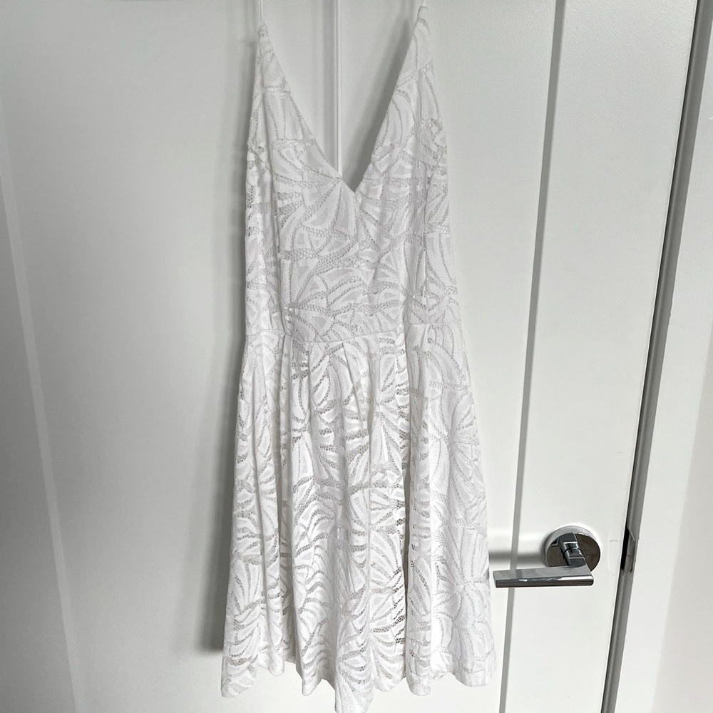 Express White Patterned Mesh Sundress